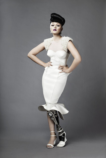 Performer Viktoria Modesta pictured in London - 1/9/2012. Viktoria has a number of artificial legs.  Jon Enoch for The Times.